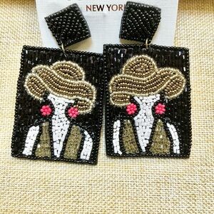 Handmade Chic Beaded Earrings with Gold, Black, and Pink Accents